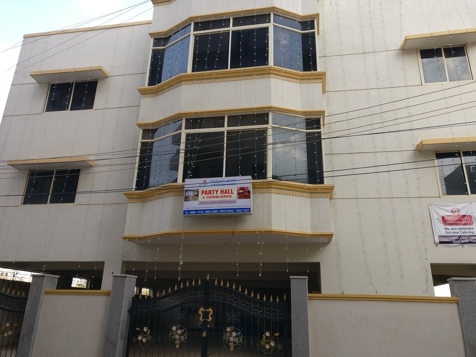 Marian Rose Party Hall — Banquet Hall in Bangalore (on-site parking, in-house decoration, bar service available, 100–150 guest capacity)