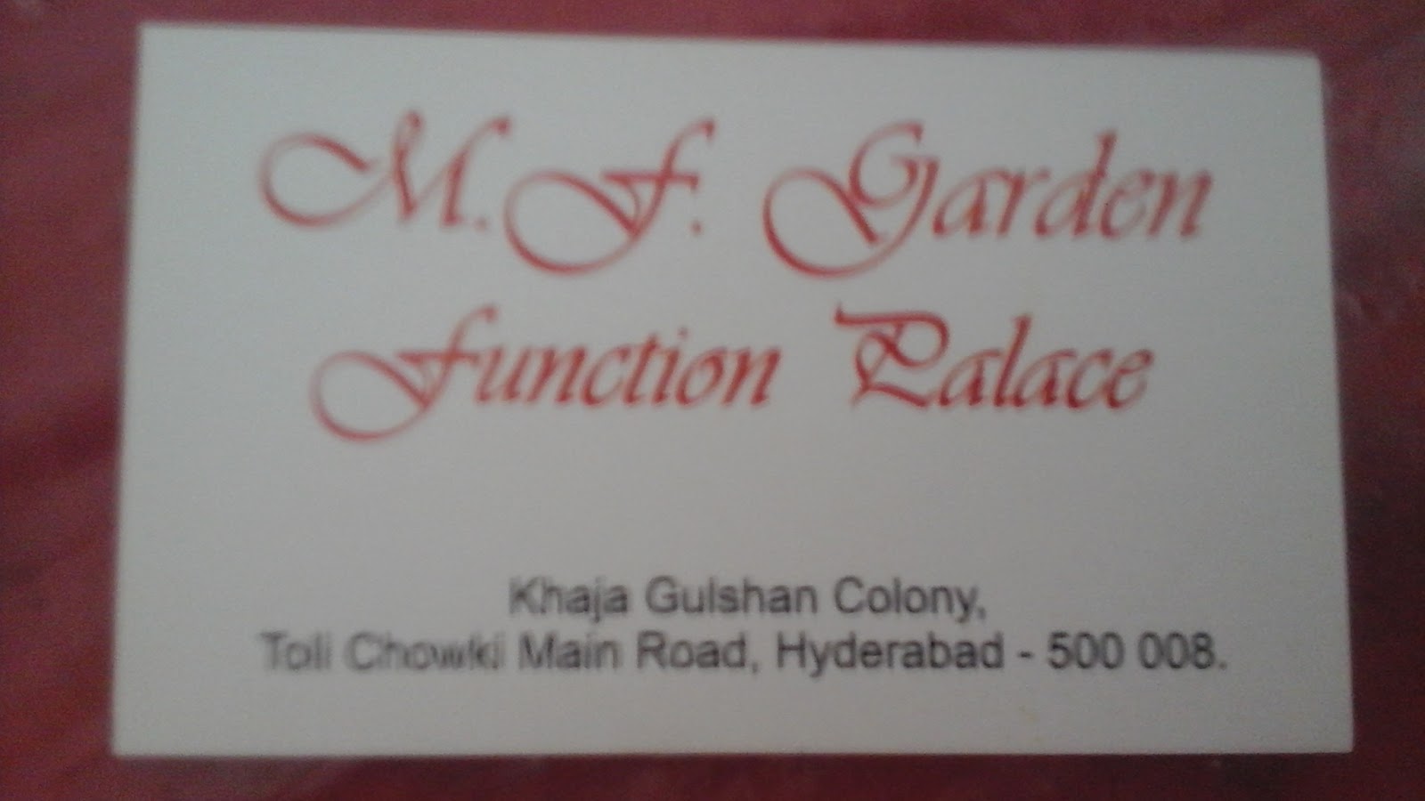 M F Garden Function Hall — Banquet Hall in Toli Chowki, Hyderabad (on-site parking, in-house decoration, bar service available, 700–1050 guest capacity)