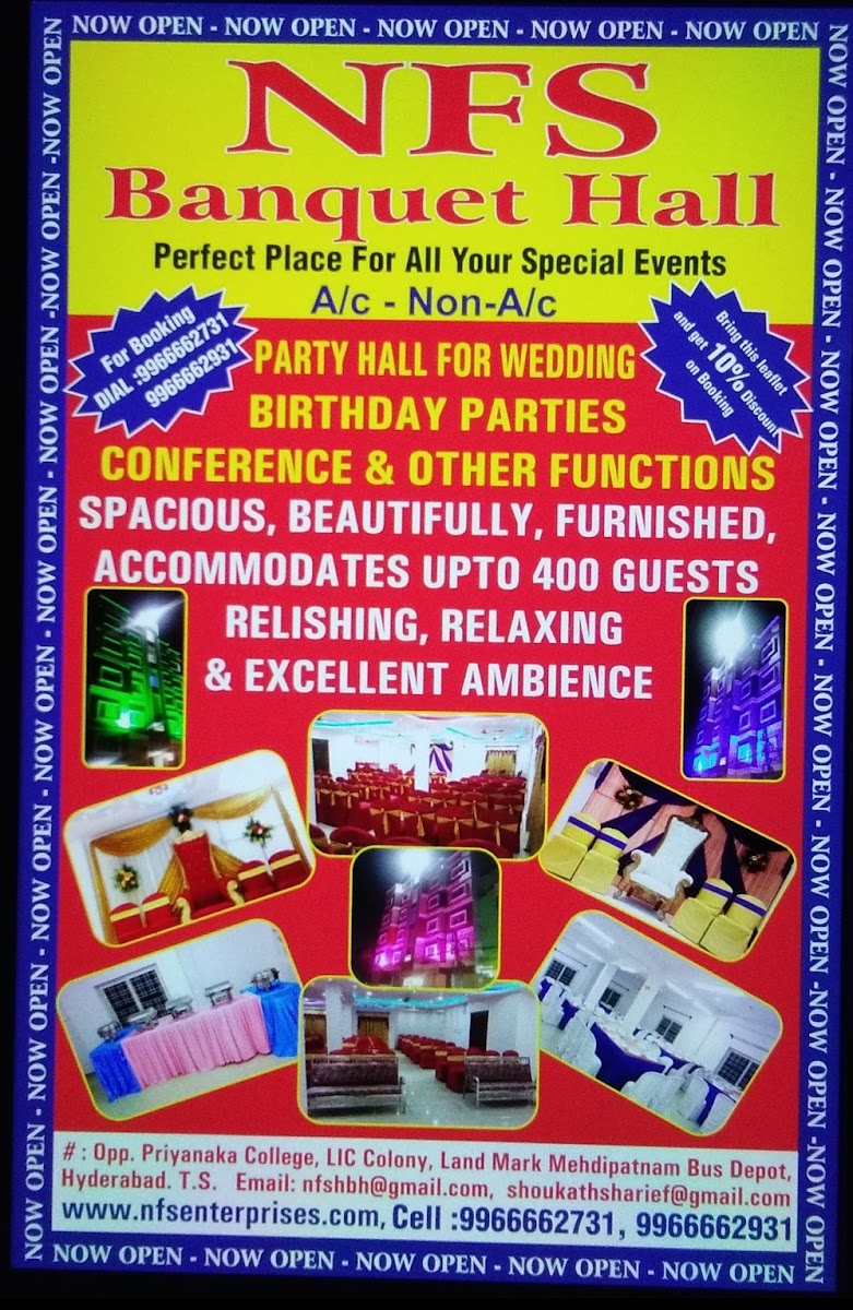 NFS Banquet Hall — Banquet Hall in Mehdipatnam, Hyderabad (on-site parking, in-house decoration, bar service available, 400–600 guest capacity) — photo 3