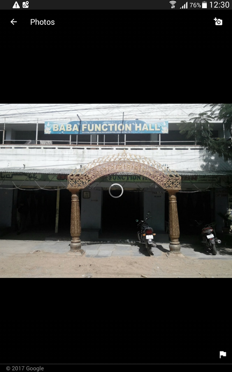 Baba Function Hall · Moti Nagar — Banquet Hall in Hyderabad (on-site parking, in-house decoration, bar service available, 150–200 guest capacity)