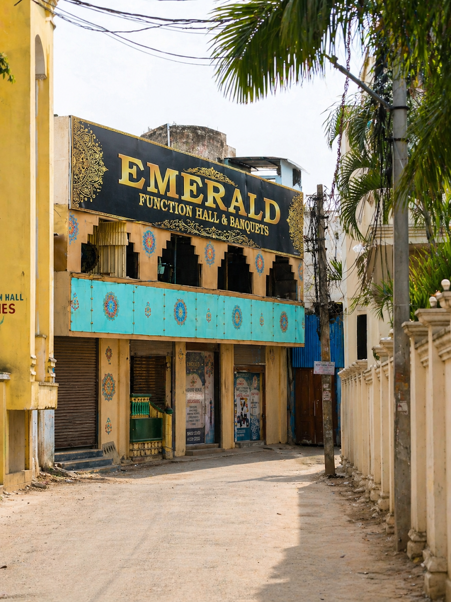 Emerald Function Hall — Banquet Hall in Hyderabad (on-site parking, in-house decoration, bar service available, 100–150 guest capacity)