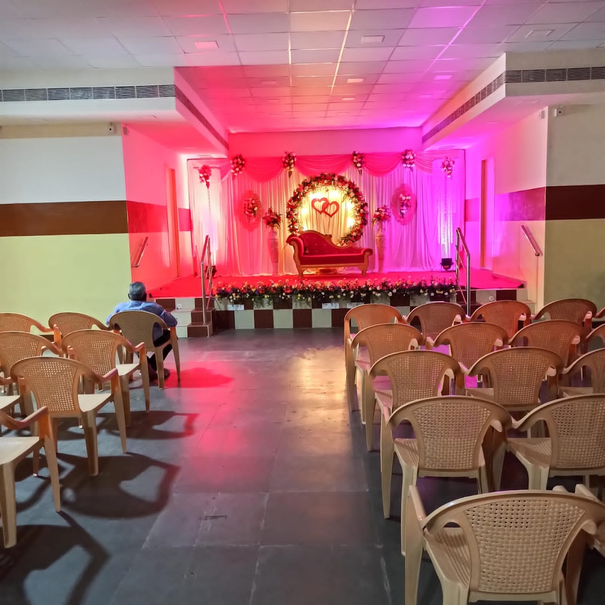 Om Sathyam Function Hall — Banquet Hall in Chennai (on-site parking, in-house decoration, bar service available, 250–400 guest capacity)
