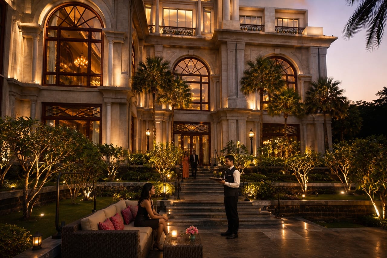 The Leela Palace — Banquet Hall in MRC Nagar, Chennai (on-site parking, in-house decoration, outside catering allowed, DJ permitted)
